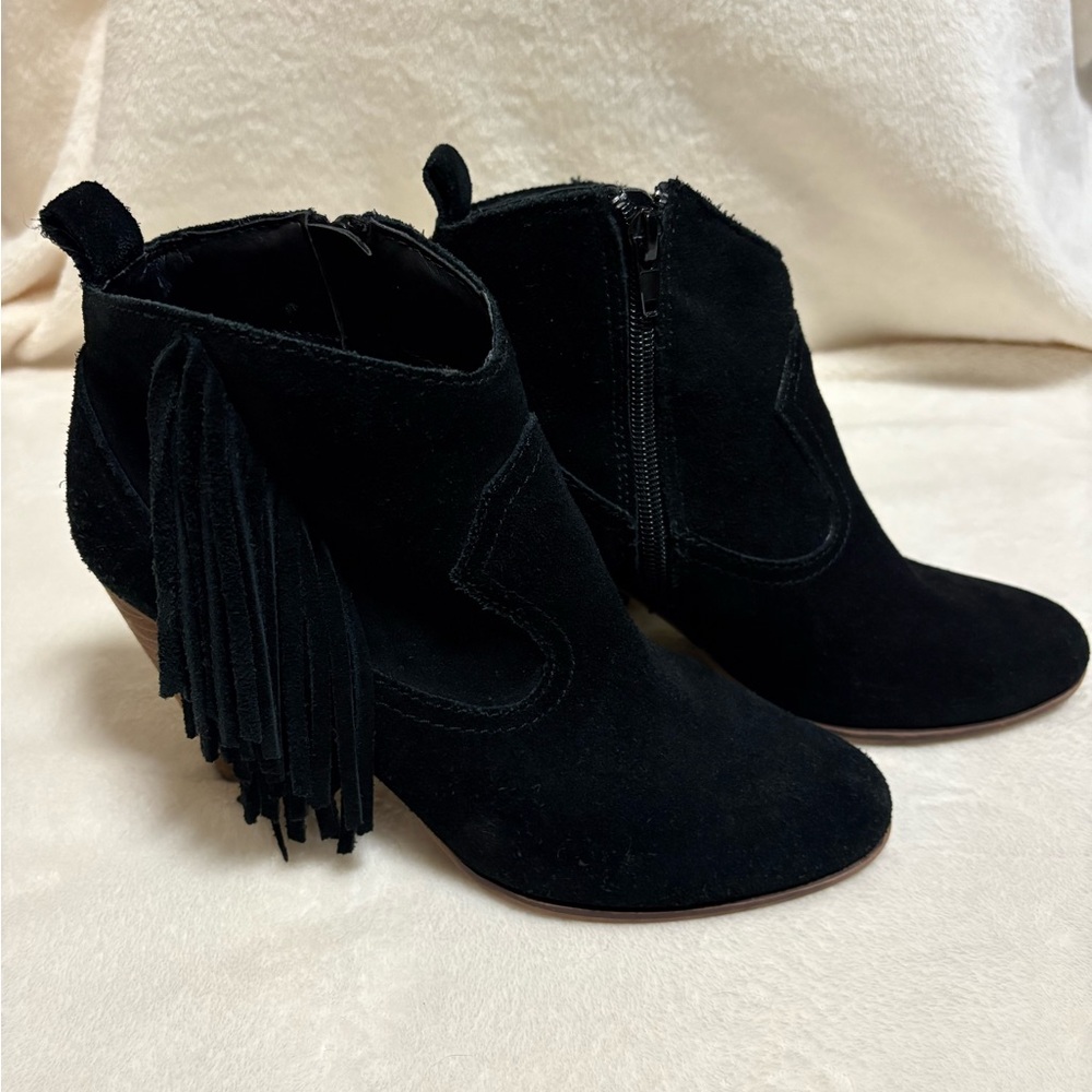 Steve Madden Black Ankle Booties with Fringe